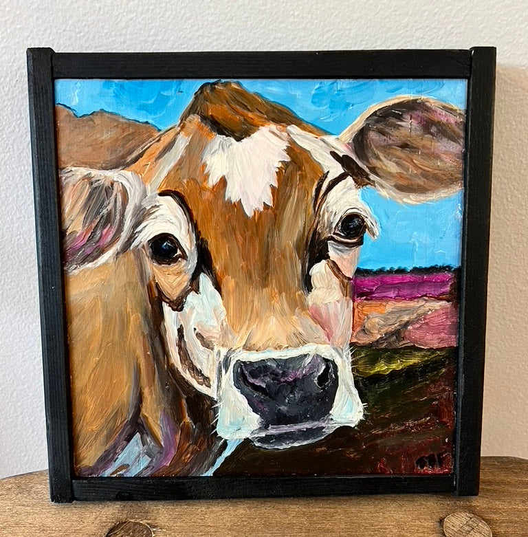 Inquisitive Calf, Painting by Shelby French