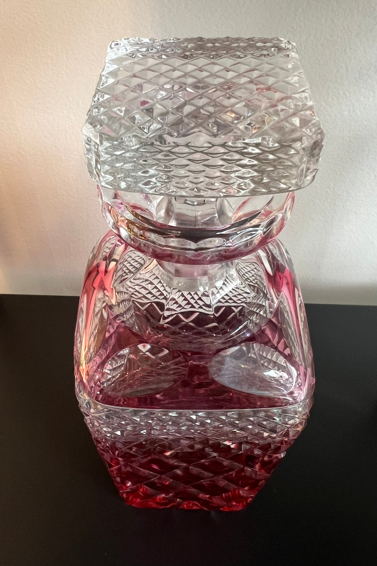 Saint Louis Cranberry Red Cut to Clear Decanter
