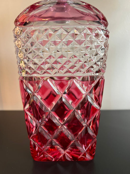 Saint Louis Cranberry Red Cut to Clear Decanter