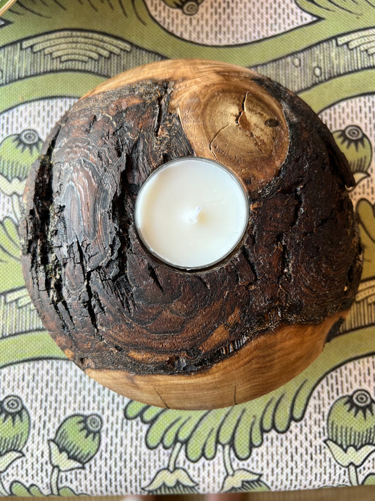 Natural Edge Walnut Ikebana Votive Candle