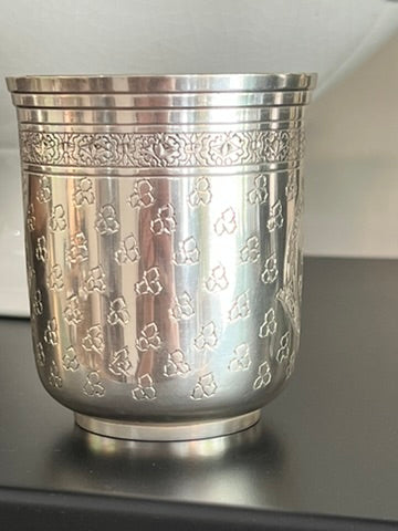 Antique Silver Plated Engraved Timbale