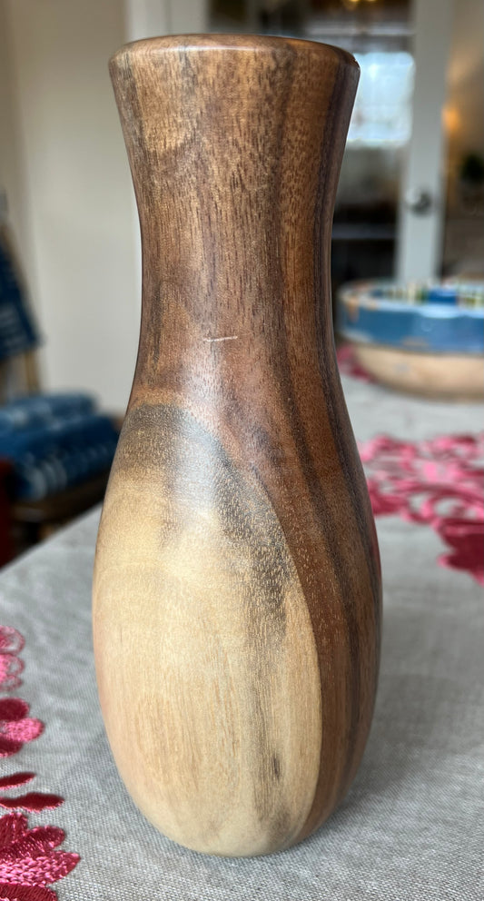 Walnut Vase with Glass Insert
