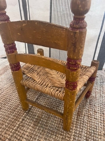 Vintage Hand Painted Child's Chair with Woven Seat