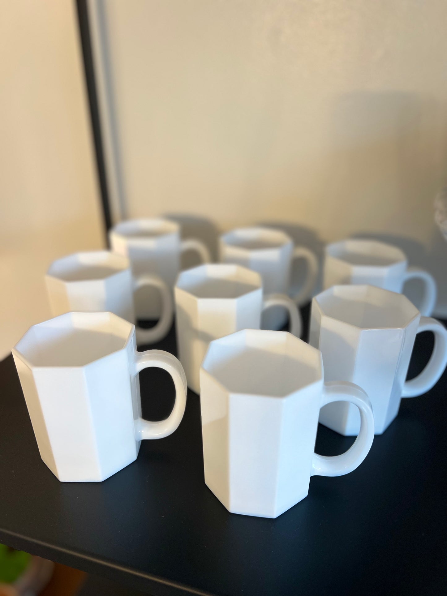 Arcoroc Octime White Milk Glass Coffee Mugs, Set of 8