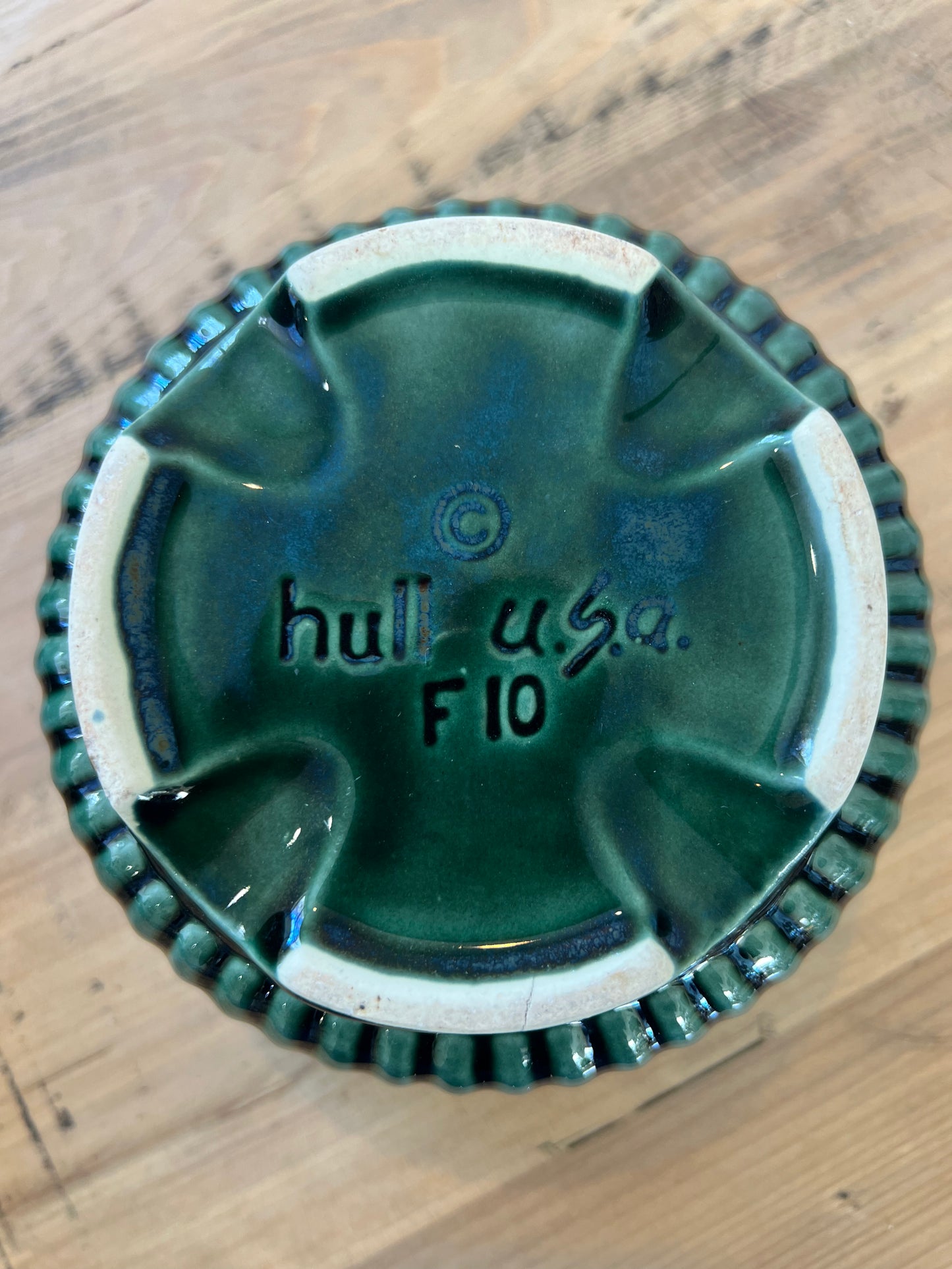 Vintage Green Drip Glaze Hull Pottery Bowl