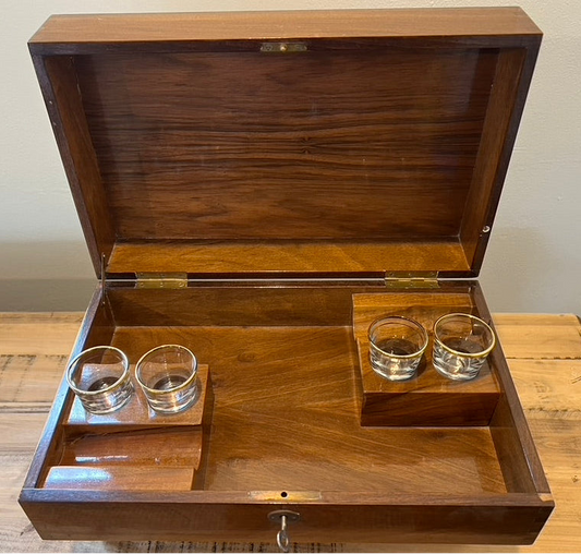 Vintage Equestrian Horse Marquetry Liquor Cabinet