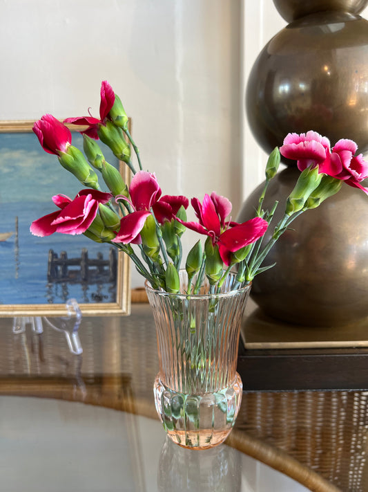 Vintage Pink Glass Small Vase, set of 2