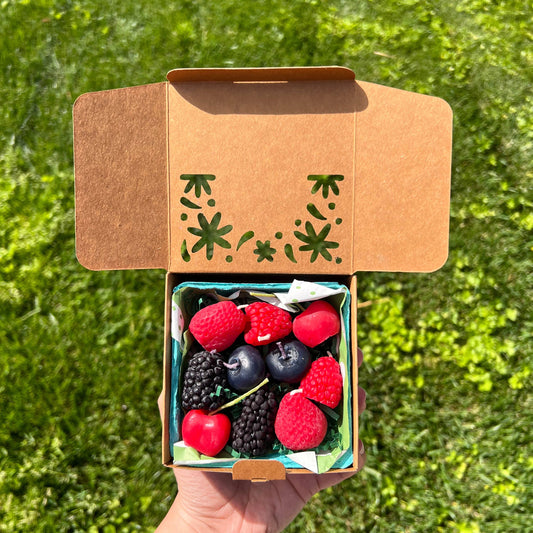 Mixed Berry Beeswax Birthday Candles, set of 10