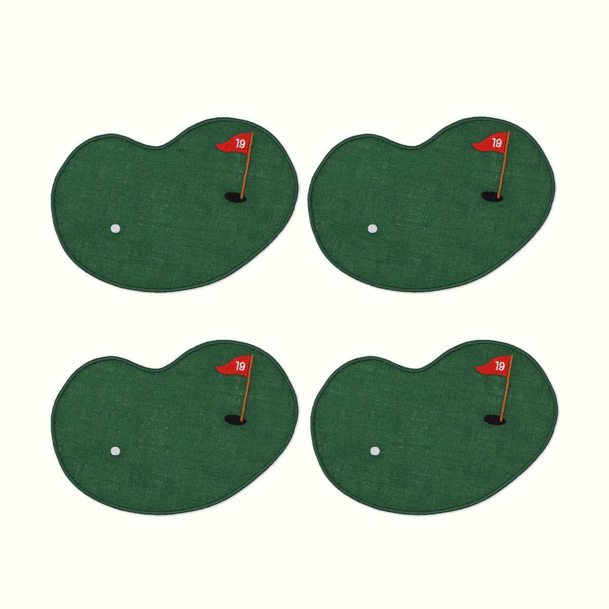 Golf Linen Cocktail Napkins - Set of 4