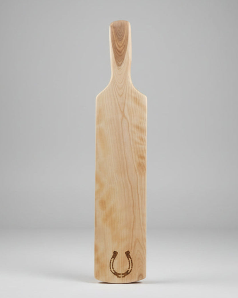 Handmade Flame Birch Wood Board with Horseshoe Design