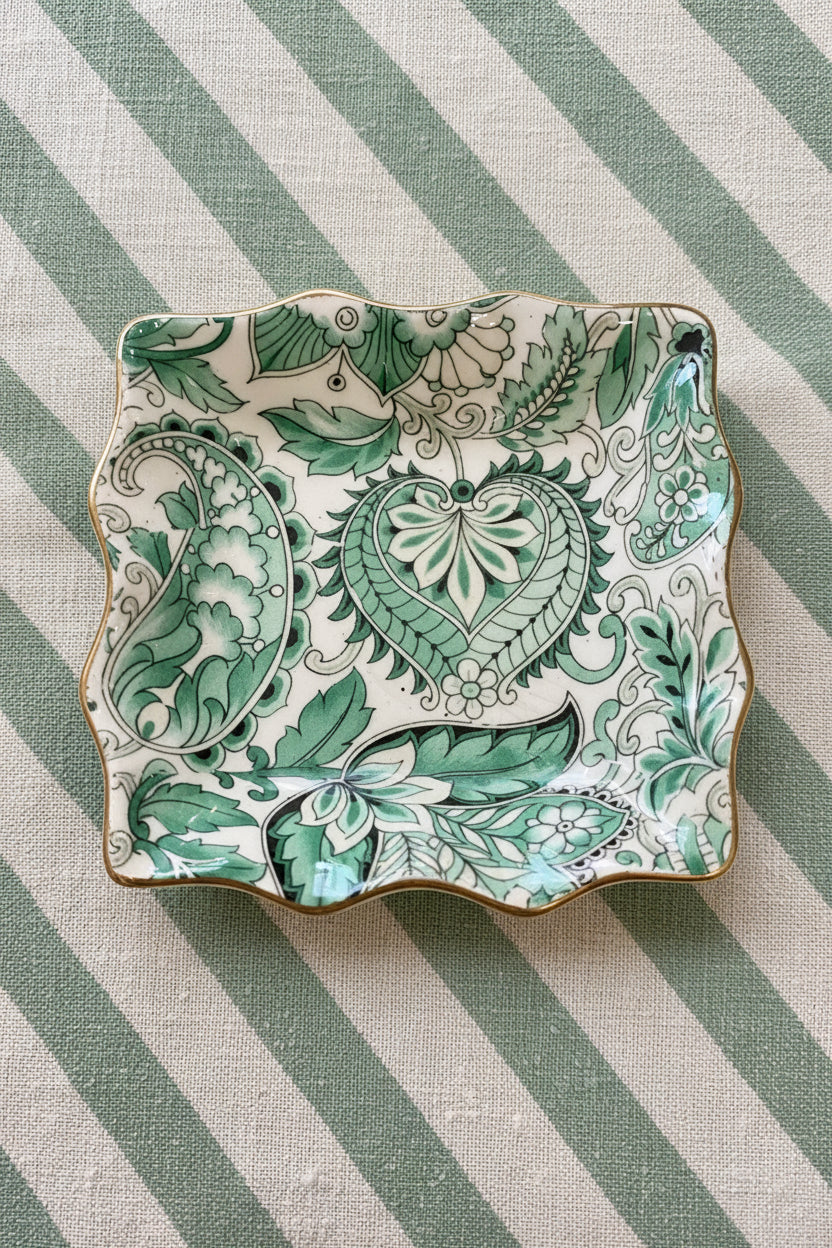 Vintage James Kent Foley Green Paisley Dish