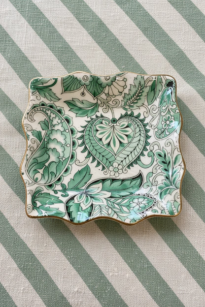 Vintage James Kent Foley Green Paisley Dish