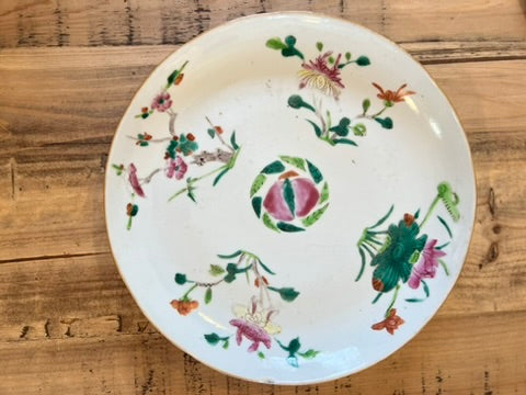 Antique Chinese Porcelain Famille Rose Four Seasons Plate, Set of 2