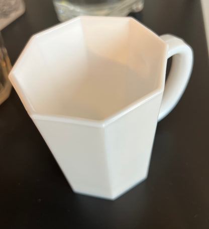 Arcoroc Octime White Milk Glass Coffee Mugs, Set of 8