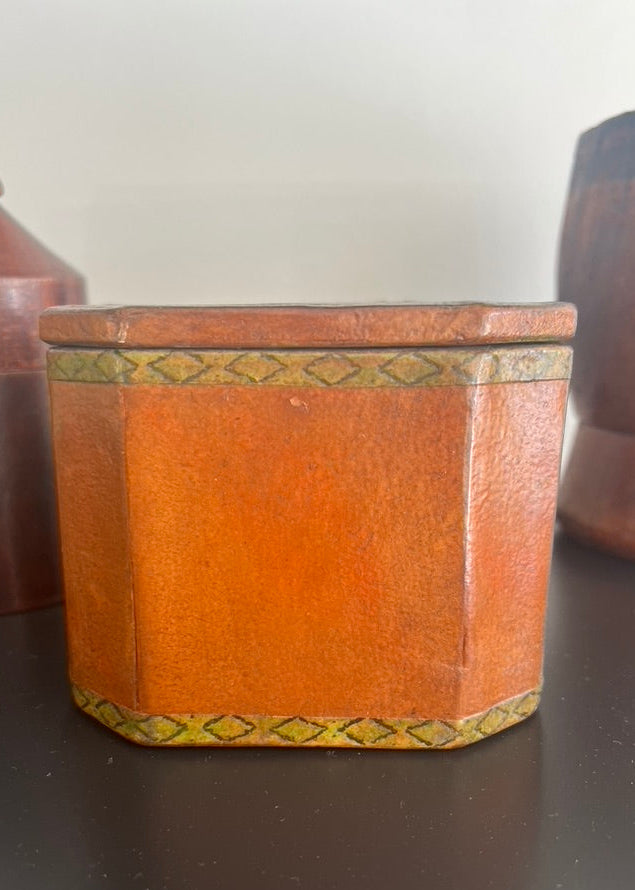 Folk Art Paper Mâché Box, Medium Brown