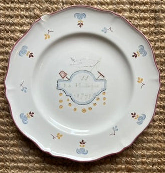 Vintage Saint-Amand "Ça Ira 1791" French Revolution 9 ¾" Dinner Plates – Complete Commemorative Faience Gallery Wall Set of 12