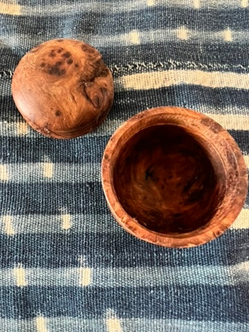 Elm Wood Burl Round Box, Handmade