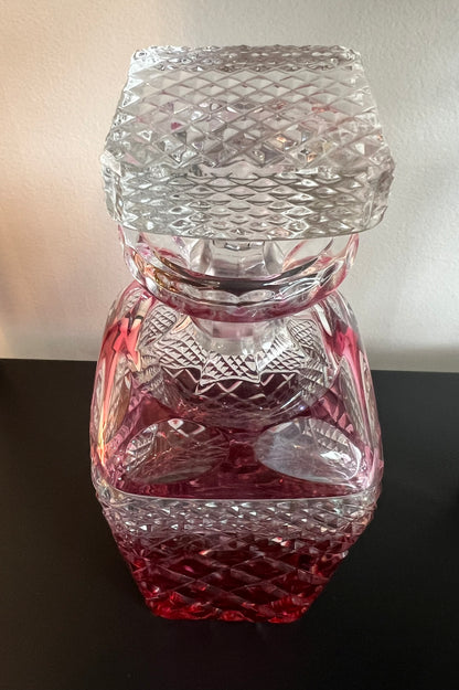 Saint Louis Cranberry Red Cut to Clear Decanter