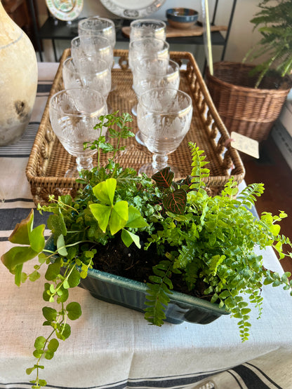Vintage Rectangular Hull Planter with Drip Glaze + Ribbed Sides