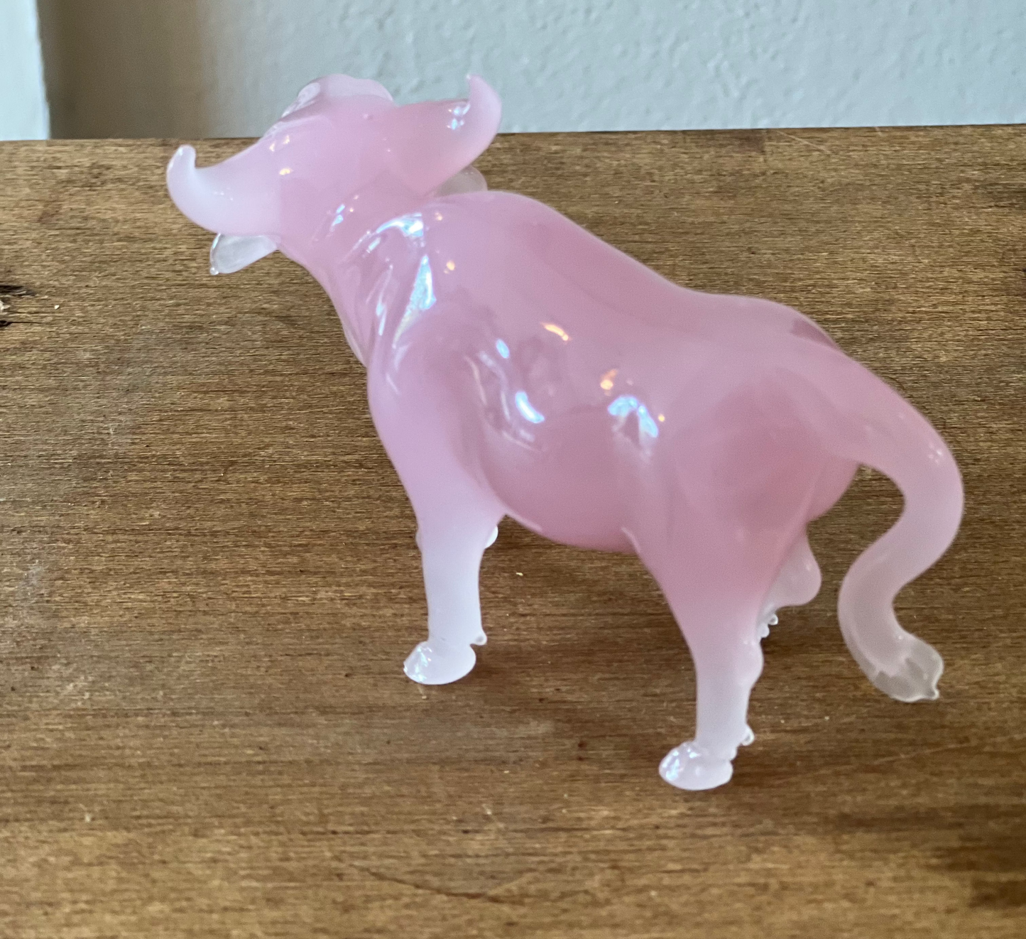 Pink Glass Ox Figurine