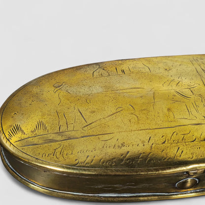 Antique Dutch Brass Oblong Tobacco Box, 18th Century