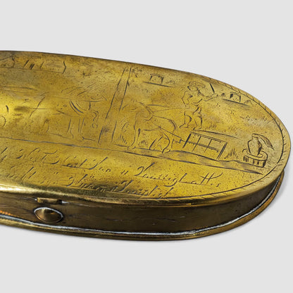 Antique Dutch Brass Oblong Tobacco Box, 18th Century