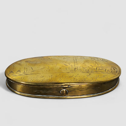 Antique Dutch Brass Oblong Tobacco Box, 18th Century