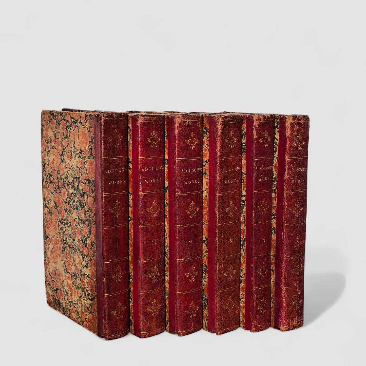 Antique Books, Leather Volumes of "Addison's Work", Set of 6