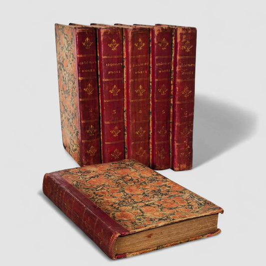 Antique Books, Leather Volumes of "Addison's Work", Set of 6