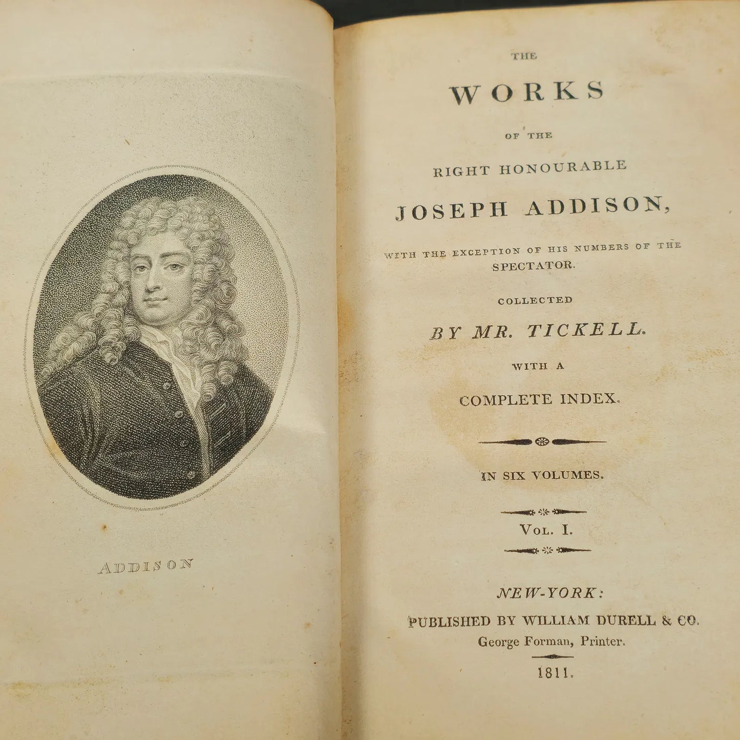 Antique Books, Leather Volumes of "Addison's Work", Set of 6