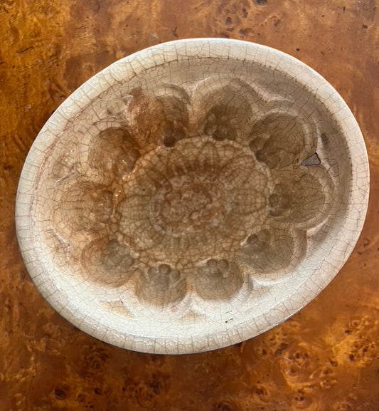 Antique Victorian Ceramic Jelly Mould with Crackle Glaze