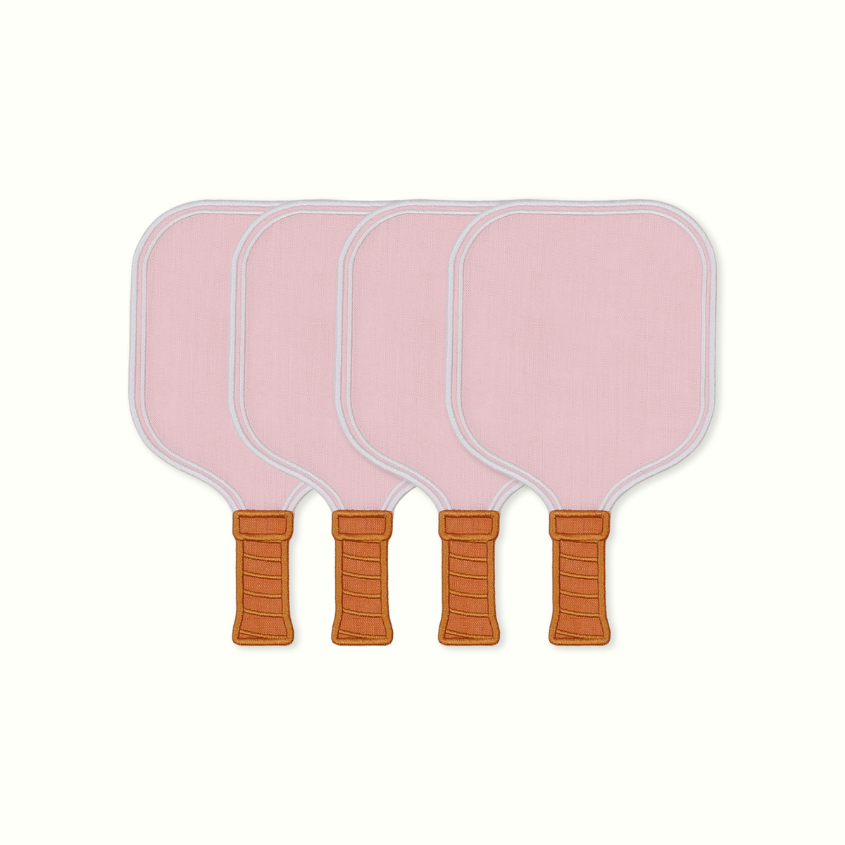 Pink Pickleball Paddle Linen Cocktail Napkins - Set of 4