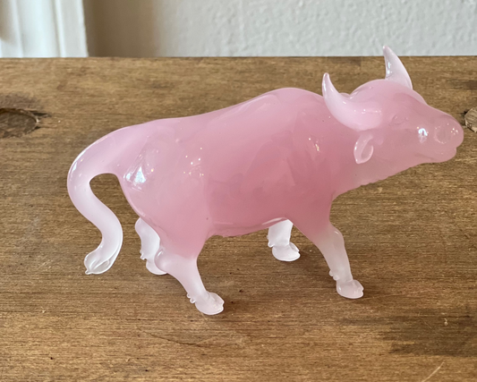 Pink Glass Ox Figurine