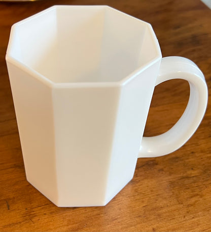 Arcoroc Octime White Milk Glass Coffee Mugs, Set of 8