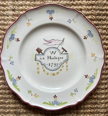 Vintage Saint-Amand "Ça Ira 1791" French Revolution 9 ¾" Dinner Plates – Complete Commemorative Faience Gallery Wall Set of 12