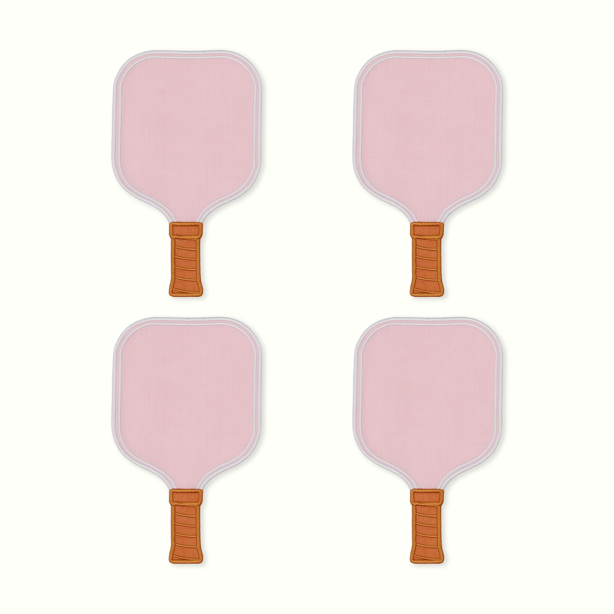 Pink Pickleball Paddle Linen Cocktail Napkins - Set of 4