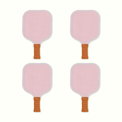 Pink Pickleball Paddle Linen Cocktail Napkins - Set of 4