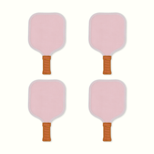 Pink Pickleball Paddle Linen Cocktail Napkins - Set of 4