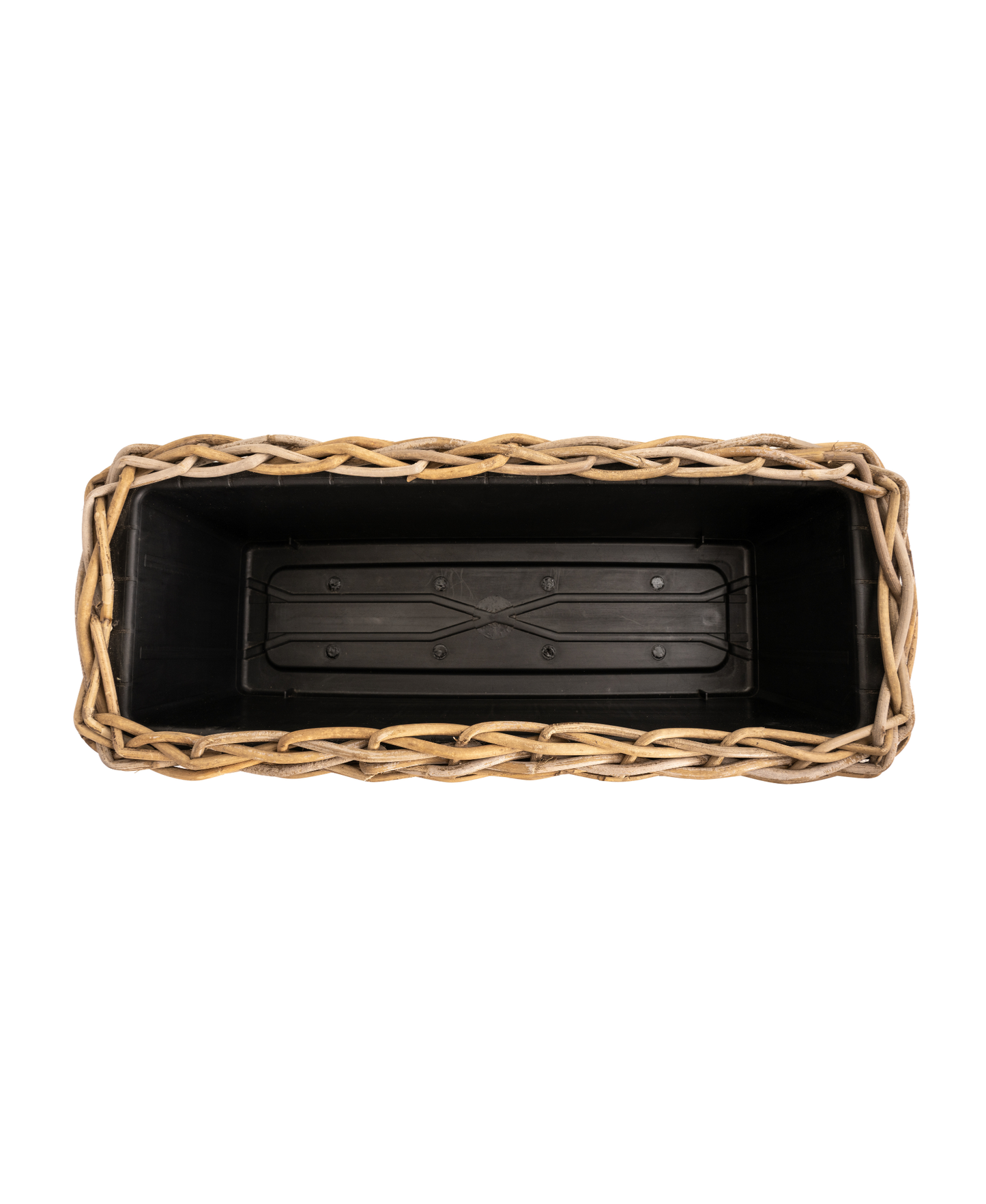 Rectangular Woven Rattan Planter with Plastic Insert