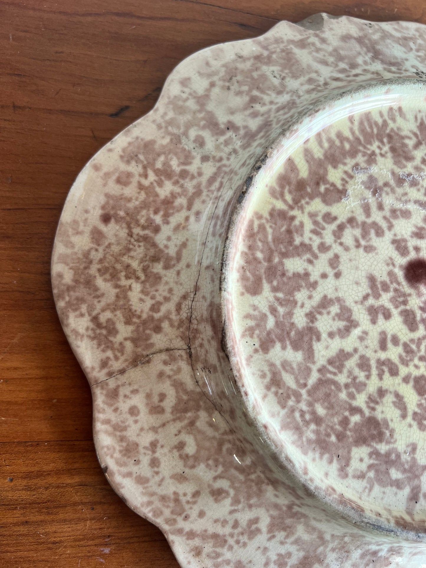 Antique Majolica Sheep Dog Plate