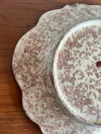 Antique Majolica Sheep Dog Plate