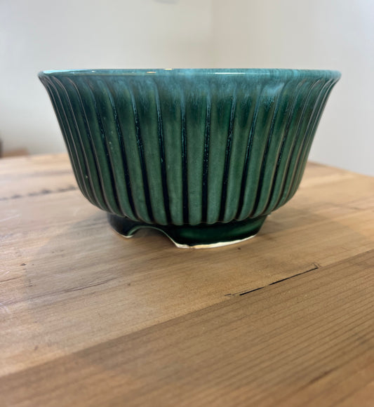 Vintage Green Drip Glaze Hull Pottery Bowl