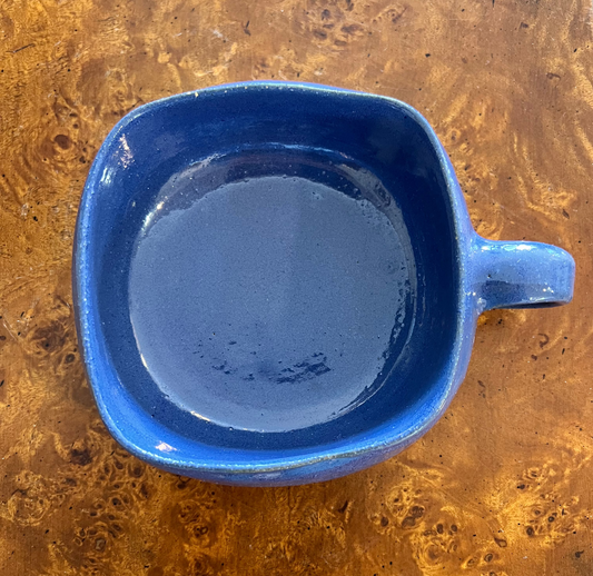 Bybee Pottery Blue Square Bowl with Single Handle