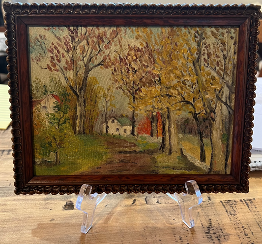 Framed Oil Print, Country Scene