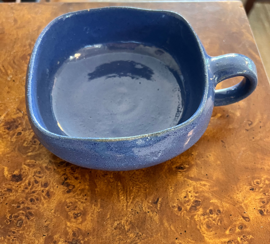 Bybee Pottery Blue Square Bowl with Single Handle