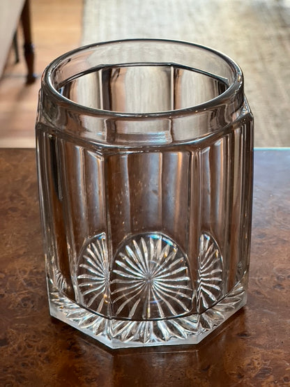 Antique Art Nouveau Glass Humidor, Crystal and Silver Plated Lid