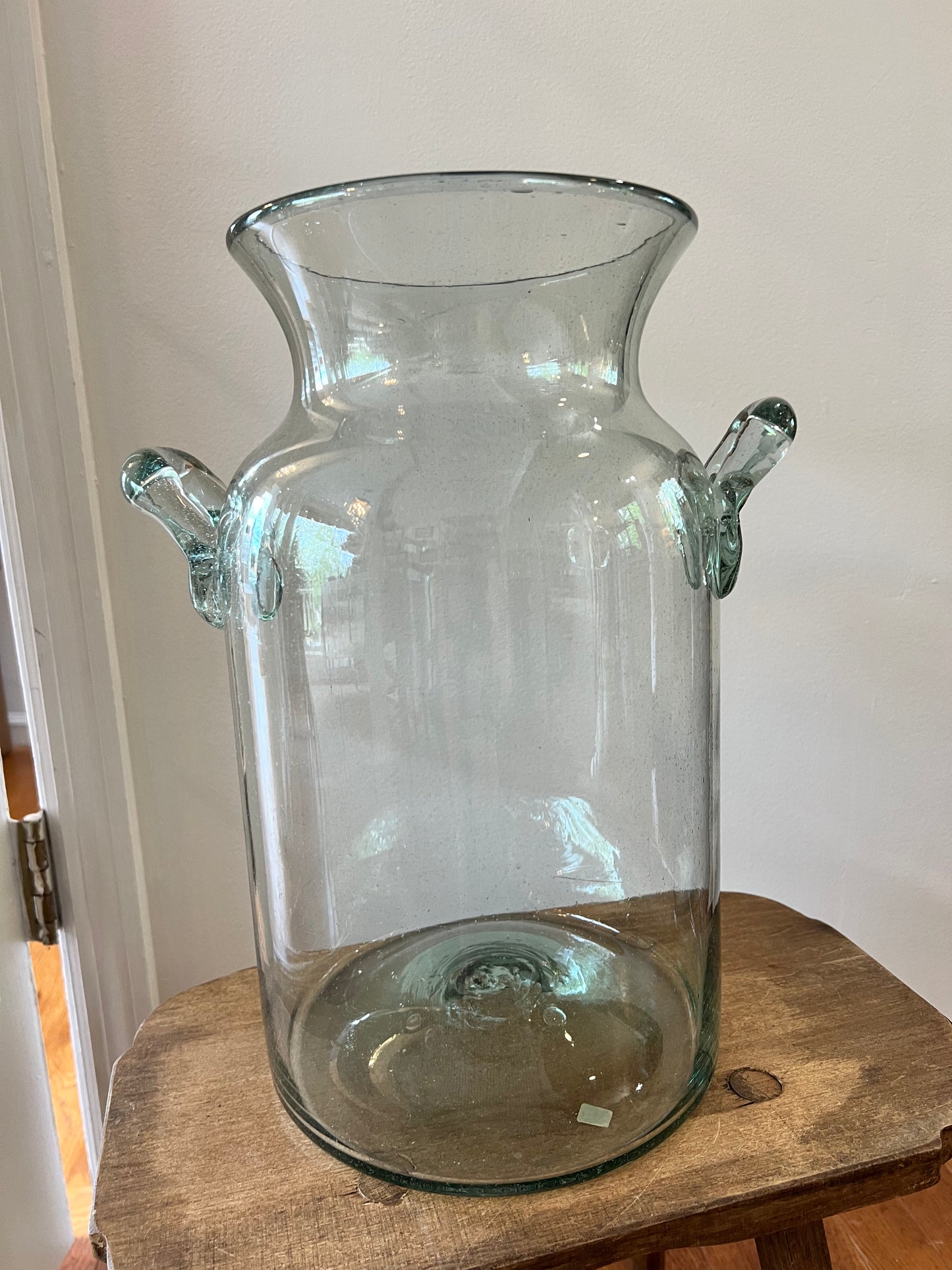 Large Handblown Glass Vase with Handles