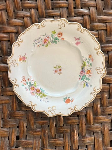 Antique 1883 Wedgwood Opaque Porcelain Plates, Hand-Painted Floral & Gilt Victorian Tableware