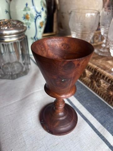 Vintage Turned Wood Goblet – Unmarked Decorative Wooden Chalice