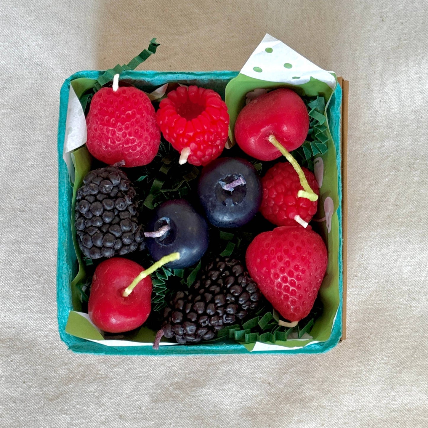 Mixed Berry Beeswax Birthday Candles, set of 10